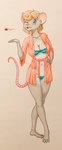 anthro blonde_hair blowing_kiss blue_eyes bra breasts cleavage clothed clothing female hair kissing lingerie looking_at_viewer one_eye_closed panties robe silk solo underwear wink winking_at_viewer 1000punches mitz mammal mouse murid murine rodent absurd_res hi_res