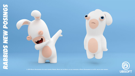 ambiguous_anthro ambiguous_gender anthro blue_background buckteeth closed_frown dabbing derp_eyes duo ears_down eyes_closed featureless_crotch featureless_legs floating frown fur lidded_eyes light logo long_ears mitten_hands mouth_closed multicolored_body no_eyebrows noseless nude_ambiguous nude_anthro open_mouth open_smile pivoted_ears red_tongue short_legs simple_background smile standing straight_legs tan_body tan_eyelids tan_inner_ear tan_skin teeth text tongue two_tone_body white_body white_fur laurine_vire raving_rabbids rayman_(series) ubisoft lagomorph mammal rabbid 16:9 2019 3d_(artwork) autodesk_maya_(artwork) colored copyright_name digital_media_(artwork) english_description english_text hi_res lighting meme official_art shaded widescreen