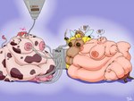 3_claws 5_fingers 5_toes antennae_(anatomy) anthro areola bar_emanata belly big_areola big_belly big_breasts big_nipples biped bodily_fluids breast_milking breasts brown_areola brown_body brown_fur brown_hair brown_spots candy chair chocolate chocolate_milk claws dessert double_chin emanata exclamation_point eyebrows eyes_closed feederism feeding feeding_tube feet female fingers flavored_milk food frill_(anatomy) fur furniture grey_horn group hair head_crest head_frill heart_symbol holding_object horn huge_belly huge_breasts huge_hips huge_nipples huge_thighs hyper hyper_belly hyper_hips hyper_thighs insect_wings lactating looking_at_another markings medical_instrument membrane_(anatomy) membranous_frill milk morbidly_obese morbidly_obese_anthro morbidly_obese_female multicolored_body navel neck_tuft nipples non-mammal_nipples nude nude_anthro nude_female obese obese_anthro obese_female open_mouth overweight overweight_anthro overweight_female pink_areola pink_body pink_hair pink_nipples pink_scales pink_skin puffy_areola puffy_nipples question_mark scales scientific_instrument simple_background sitting spots spotted_body standing tail teats thick_thighs three-quarter_view toe_claws toes trio tuft two_tone_body udder_milking udders white_claws wide_hips wings yellow_body batspid2 flora_(batspid2) juna_(batspid2) lisa_(batspid2) arthropod bee bovid bovine cattle hymenopteran insect lizard mammal reptile scalie 2018 4:3 cel_shading digital_drawing_(artwork) digital_media_(artwork) full-length_portrait portrait shaded signature