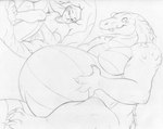 anthro anthro_pred blush clothing duo hands_on_belly human_prey inside internal male male/male male_pred organs pecs sitting size_difference sleeping soft_vore stomach vore aquadragon35 tutzah alligator alligatorid crocodile crocodilian human mammal reptile scalie monochrome traditional_media_(artwork)