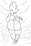 anthro big_butt butt feet female solo thick_thighs usury40 nintendo pokemon generation_5_pokemon mienfoo pokemon_(species) absurd_res hi_res monochrome