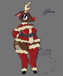 anthro antlers black_eyes brown_body brown_fur camel_toe clothing eyelashes female fur grey_background hand_on_hip holidays hooves horn legwear looking_at_viewer panties red_clothing red_legwear red_nose red_panties red_thigh_highs red_topwear red_underwear simple_background solo thick_thighs thigh_highs topwear underwear wide_hips justelm25 christmas deer mammal new_world_deer reindeer absurd_res hi_res