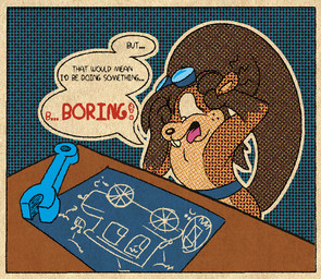 ambiguous_gender anthro belt ben_day_dots blue_belt blue_eyewear blue_goggles blueprint brown_body buckteeth car ear_pull eyelashes eyewear eyewear_on_head freckled_face freckles gloves_(marking) goggles goggles_on_head long_eyelashes markings panicking solo speech_bubble teeth text tongue tongue_out tools toony vehicle vintage wrench lendri_mujina amialido_amdodo_(copyright) talulah_tailwind mammal rodent sciurid tree_squirrel 2026 digital_media_(artwork) english_text medibang_paint_(artwork) reaction_image female_(lore)