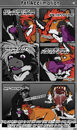 anthro balls bdsm black_body black_fur bodily_fluids cum cum_in_mouth cum_inside dialogue drinking drinking_cum drug_play drugged drugged_sex duo forced fur genital_fluids genitals knot male male/male male_penetrated misgendering open_mouth oral oral_penetration penetration penile_spines penis petplay purple_penis rape roleplay sex sibling_incest substance_intoxication text argotronics mythology pet_acclimation drekavack ryzil canid canine demon dragon furred_dragon furred_scalie hybrid mammal maned_wolf mythological_creature mythological_scalie sajii scalie absurd_res comic english_text hi_res