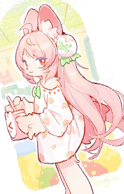 anthro clothed clothing female hair looking_at_viewer pink_hair solo young young_anthro young_female landypommel mihoyo zenless_zone_zero zhao_(zenless_zone_zero) lagomorph leporid mammal rabbit thiren absurd_res hi_res adult_(lore)