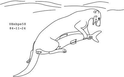 ambiguous_gender ball_bite balls bubble duo feral forced genitals imminent_castration male open_mouth tail underwater water urbanhermit aquatic fish mammal mustelid otter 1984 black_and_white dated low_res monochrome