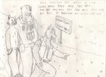 anthro bottomwear clothed clothing grass group hand_in_pocket male male/male outside pants plant pockets running sign text text_on_clothing text_on_sign text_on_topwear tongue tongue_out topwear trio bigbadbear big_bad_bear akita bear canid canine canis domestic_dog fox hybrid mammal spitz wolf graphite_(artwork) traditional_media_(artwork)