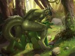 anal anal_penetration anthro anthro_on_anthro anthro_penetrated anthro_penetrating anthro_penetrating_anthro balls bodily_fluids butt cum cum_in_ass cum_inside duo feathers forest from_behind_position genital_fluids genitals green_body green_penis green_scales horn male male/male male_penetrated male_penetrating male_penetrating_male markings nature nature_background nude outside outside_sex penetration penile penile_penetration penis penis_in_ass plant scales sex tail tree caddea microsoft the_elder_scrolls dazek tazguul argonian lizard reptile scalie absurd_res digital_media_(artwork) hi_res