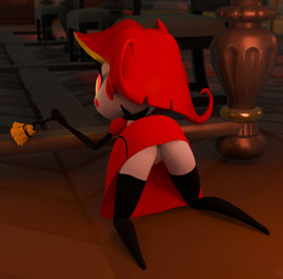 1_eye butt cleaning_tool clothed clothing dress dusting feather_duster female genitals hair kneeling legwear maid_uniform no_underwear red_hair red_sclera shortstack solo stockings uniform upskirt vulva white_body yellow_eyes lorded voidwillow_(modeler) hazbin_hotel hellaverse niffty_(hazbin_hotel) demon demon_humanoid humanoid 3d_(artwork) absurd_res digital_media_(artwork) hi_res