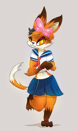 amber_eyes anthro asian_clothing barefoot clothed clothed_anthro clothed_female clothing east_asian_clothing fangs feet female fully_clothed fully_clothed_anthro fully_clothed_female fur japanese_clothing japanese_school_uniform orange_body orange_fur school_uniform serafuku smile solo teeth uniform white_body white_fur naircat canid canine fox mammal red_fox true_fox 2015 3:5 digital_drawing_(artwork) digital_media_(artwork)