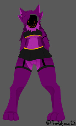 anthro bottomless bottomwear breasts clothed clothing female garter_belt garter_straps genitals looking_at_viewer machine nude skirt solo under_boob vulva protoderse protogen