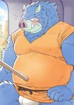 anthro belly blue_body blue_fur blush clothing detailed_background fur humanoid_hands kemono male overweight overweight_male solo underwear white_clothing white_underwear ryuta-h dragon_quest square_enix mammal orc_(dragon_quest) orc_king_(dragon_quest) suid suine sus_(pig) wild_boar 2022 hi_res