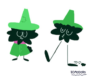 anthro clothing eyes_closed eyewear fluffy fluffy_hair fluffy_tail glasses green_clothing hair hat headgear headwear long_legs magic_user male pink_scarf scarf solo tail wizard_hat komodorosan deltarune undertale_(series) ralsei bovid caprine darkner goat mammal waddling_head sketch