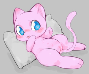 anthro bed belly blush bodily_fluids clitoris female feral furniture genital_fluids genitals grey_background heart_eyes heart_symbol lying lying_on_bed multi_nipple nipples on_back on_bed pillow simple_background solo spread_legs spreading vaginal_fluids vulva kirichiiii nintendo pokemon generation_1_pokemon legendary_pokemon mew_(pokemon) pokemon_(species)