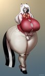 2024 anthro big_breasts blue_eyes blush breasts clothed clothing digital_media_(artwork) equid equine eyewear female glasses hair hi_res hooves huge_breasts huge_hips huge_thighs hyper hyper_hips hyper_thighs looking_at_viewer mammal marauder6272 penny_(kaith) solo thick_thighs white_hair wide_hips zebra