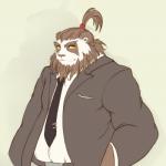 anthro clothing male necktie overweight overweight_anthro overweight_male shirt simple_background solo topwear warlocknyan blizzard_entertainment warcraft bear mammal pandaren 1:1 2015 hi_res