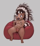 4_fingers 4_toes anthro biped blue_eyes breasts eyebrows feet female fingers fur genitals navel nipples nude presenting presenting_pussy pussy quills_(anatomy) simple_background sitting slightly_chubby smile solo toes noodlestoat illumination_entertainment sing_(movie) becky_(sing) crested_porcupine mammal old_world_porcupine porcupine rodent hi_res