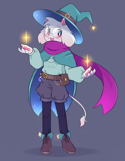 anthro bottomwear clothing hat headgear headwear magic male shorts solo fafameow deltarune undertale_(series) ralsei darkner hi_res