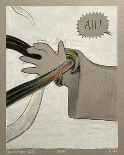 5_fingers ambiguous_gender black_tentacles border cloak clothing fingers multicolored_tentacles rainbow_tentacles screaming simple_background solo tentacle_grab tentacles tremble_lines white_background sharkinthepark 2026 4:5 absurd_res charcoal_(artwork) comic hi_res traditional_media_(artwork)