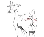 anus balls big_balls big_butt blush butt feral genitals horn looking_at_viewer male shy simple_background solo white_background vancanto kimba_the_white_lion osamu_tezuka bucky_(kimba) antelope bovid deer gazelle mammal 6:5 absurd_res cel_shading hi_res shaded