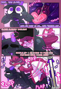 anal anal_penetration anthro balls black_sclera butt chest_tuft dialogue erection foreskin fur genitals hair hooves horizontal_pupils horn male male/male membrane_(anatomy) membranous_wings multicolored_body nude penetration penile penile_penetration penis penis_in_ass pink_body pink_fur pink_hair pupils purple_eyes sex text tuft white_body white_fur wings halfpricesouls julius_(halfpricesouls) mocha_(halfpricesouls) bovid caprine demon mammal sheep succubus absurd_res comic english_text hi_res