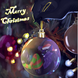 anthro clothing holidays legwear male micro solo thigh_highs trapped emailty christmas kitsunaki canid canine fox mammal 1:1 hi_res