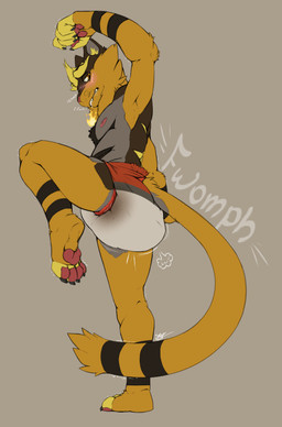 anthro blush bodily_fluids breath clothed clothing curling_tail diaper diaper_only feces full_diaper fur leaning looking_at_viewer looking_down male one_leg_up panting pokeball pokeball_clothing profanity raised_leg saliva shaking_legs soiled_diaper solo tail topless unclean_diaper used_diaper wearing_diaper puffybuttcorgi nintendo pokemon fan_character generation_7_pokemon humanoid pokemon_(species) torracat absurd_res hi_res