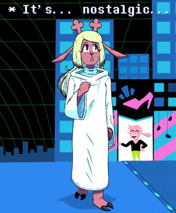 anthro antlers big_ears blonde_hair brown_body brown_fur buckteeth clothing duo female footwear freckles fur hair hooves horn mage_robe purple_eyes red_nose shoes teeth walking white_clothing wizard_robe pillowfloof deltarune undertale_(series) noelle_holiday pink_addison addison_(deltarune) deer mammal new_world_deer reindeer hi_res