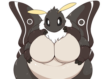4_arms anthro belly big_belly big_breasts biped black_body black_fur breasts female female_anthro fur glistening glistening_body glistening_skin hand_on_belly insect_wings looking_at_viewer multi_arm multi_limb non-mammal_breasts nude nude_anthro nude_female obese obese_anthro obese_female overweight overweight_anthro overweight_female simple_background solo standing thick_thighs white_belly white_body white_fur wide_hips wings yosioka_san jonasii arthropod insect lepidopteran moth 4:3