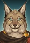 anthro black_lips clothed clothing female green_eyes lips looking_at_viewer open_mouth solo teeth tongue rogueliger felid feline lynx mammal 2023 digital_media_(artwork) hi_res