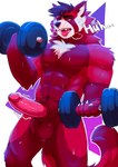 ailurid anthro balls barazoku bodily_fluids daiquiri_(daiquiripanda) digital_media_(artwork) erection fur genitals hair hi_res humanoid_genitalia humanoid_penis male mammal muscular muscular_anthro muscular_male nude penis red_body red_fur red_panda simple_background solo tail vitaly4321