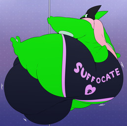 big_bulge big_butt bone bulge butt clothing dancing genitals heart_after_text heart_clothing heart_print heart_symbol huge_bulge huge_butt hyper hyper_bulge male overweight overweight_male pole pole_dancing print_clothing skull solo text text_on_clothing text_print text_with_heart tongue underwear noirbutt nintendo pokemon generation_6_pokemon greninja pokemon_(species) hi_res