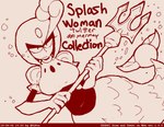 armor breasts female headgear helmet melee_weapon polearm solo split_form tegaki_draw_and_tweet_(artwork) text trident underwater water weapon fupoo capcom mega_man_(series) megaman_(classic) splash_woman marine merfolk robot_master 2018 digital_media_(artwork) oekaki