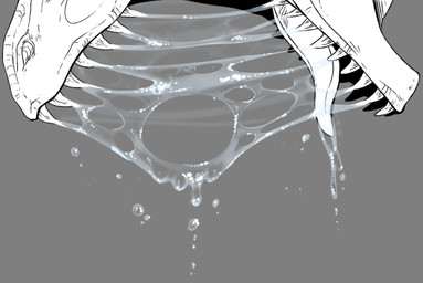 ambiguous_form ambiguous_gender bodily_fluids dripping drooling excessive_saliva gaping_mouth open_mouth saliva saliva_drip saliva_string sharp_teeth side_view simple_background solo teeth unsigned swampjaws dinosaur prehistoric_species reptile scalie absurd_res hi_res monochrome