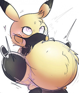 belly belly_inflation big_belly big_penis bodily_fluids chibi clothing cum cum_inflation cum_inside duo eye_roll female feral genital_fluids genitals huge_penis inflation legwear male male/female mask penis stockings dark-lunch nintendo pokemon generation_1_pokemon pikachu pokemon_(species) sketch