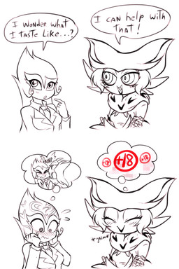 anthro bite blush duo female female/female text g-blue16 odeth_poensis avian bird owl parrot 2025 absurd_res english_text hi_res