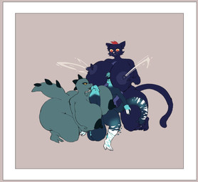 anthro balls big_balls big_breasts big_butt big_penis bodily_fluids breast_play breasts butt erection female female_penetrated fur genitals green_body group head_between_breasts huge_balls huge_breasts huge_butt huge_penis humanoid_genitalia humanoid_penis hyper hyper_balls hyper_breasts hyper_genitalia hyper_penis kissing kneeling lactating larger_female male male/female milk nipples non-mammal_nipples notched_ear nude overweight overweight_anthro overweight_female penetration penis penis_kissing sex simple_background size_difference smaller_male tail thick_thighs titfuck trio tidescale night_in_the_woods bea_santello glitch_(glitch308) mae_borowski alligator alligatorid crocodile crocodilian domestic_cat felid feline felis mammal reptile scalie