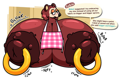 anthro apron areola big_areola big_breasts big_nipples black_eyes blush breasts brown_areola brown_body brown_nipples clothing ellipsis female freckles half-closed_eyes huge_areola huge_breasts huge_nipples hyper hyper_areola hyper_breasts hyper_nipples ineffective_clothing narrowed_eyes nipple_piercing nipples onomatopoeia open_mouth piercing solo sound_effects speech_bubble text mattthetooncat animal_crossing nintendo sable_able eulipotyphlan hedgehog mammal 2023 english_text hi_res