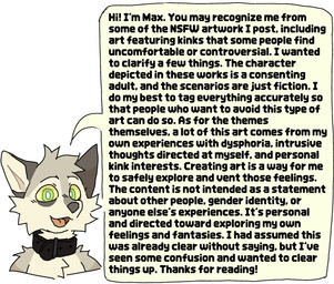 anthro black_collar collar fur green_eyes male open_mouth simple_background solo speech_bubble talking_to_viewer tan_body tan_fur text rookspirit max_(rookspirit) canid canine fox mammal english_text hi_res trans_(lore) trans_man_(lore)