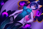 5_fingers anthro big_breasts blue_hair breasts clothed clothing dress female fingers hair legwear looking_at_viewer red_eyes solo standing wide_hips wings amberpendant anira_(poodledoodlenoodle) bat mammal 2022 3:2 digital_media_(artwork) hi_res