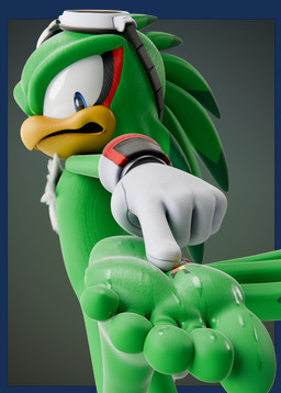 5_toes anthro barefoot bodily_fluids duo feet flattened foot_fetish foot_focus foot_play humanoid_feet looking_back male male_anthro plantigrade soles stuck_to_foot sweat sweaty_feet toes trampling feetymcfoot sega sonic_riders sonic_the_hedgehog_(series) jet_the_hawk accipitrid accipitriform avian bird 3d_(artwork) absurd_res digital_media_(artwork) hi_res
