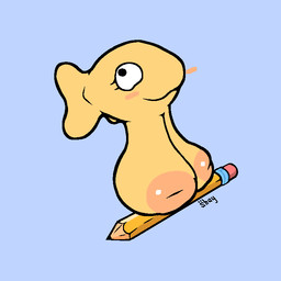 areola big_areola big_breasts blush breasts busty_feral female feral huge_breasts inverted_nipples looking_away naughty_face nipples pencil_(object) playful solo yellow_body shay_the_bunny brooke_(goldfish_crackers) fish marine 1:1