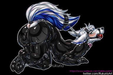 anthro ball_gag bdsm bound chain chained clothing femboy gag gloves handwear latex latex_clothing latex_gloves latex_handwear latex_skinsuit leash male orgasm_denial simple_background skinsuit solo submissive submissive_male text tight_clothing tekitourabbit_(artist) canid canine canis mammal wolf 3:2 digital_drawing_(artwork) digital_media_(artwork) url