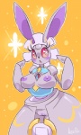 anthro anthrofied big_breasts blush breasts clothing female genitals inverted_nipples machine nipples nude open_mouth pink_eyes pokemorph pussy red_sclera simple_background solo thick_thighs limepop nintendo pokemon generation_7_pokemon lagomorph legendary_pokemon magearna mammal pokemon_(species) robot 2016 3:5