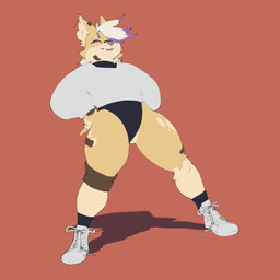 anthro band-aid band-aid_on_ear band-aid_on_face band-aid_on_leg band-aid_on_nose band-aid_on_wrist bandage bandage_on_face bandage_on_knee bandage_on_nose black_clothing black_leotard clothing converse_shoes cross cross_ear_piercing cross_piercing ear_piercing eyebrows femboy footwear fur hair hands_on_hips inner_ear_fluff leotard looking_at_viewer male markings multicolored_body multicolored_hair one_eye_obstructed piercing purple_eyes purple_hair purple_nose shadow shoes smile socks solo spots spotted_body spotted_fur spotted_legs spotted_thighs standing sweater tail tan_body thick_thighs topwear tuft white_clothing white_hair white_sweater white_topwear morcillax converse spiritu_nogales canid canine canis chihuahua domestic_dog mammal toy_dog 1:1 2026 hi_res