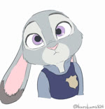 anthro badge clothing female fur grey_body grey_fur long_ears looking_at_viewer nose_twitch police police_uniform purple_eyes solo twitching uniform wiggle kurokuma824 disney zootopia judy_hopps lagomorph leporid mammal rabbit animated no_sound short_playtime webm