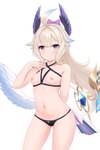 blush breasts clothing female hair long_hair looking_at_viewer nipples panties small_breasts smile solo underwear wings telomere nijisanji nijisanji_en vtuber enna_alouette animal_humanoid avian avian_humanoid bird_humanoid humanoid winged_humanoid absurd_res hi_res