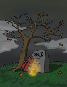 1_horn ambiguous_feral ambiguous_gender bodily_fluids cloak clothing crying feral fur glowing grass grey_cloud grey_horn grey_sky grief hair horn monotone_body monotone_fur orange_leaves plant red_body red_cloak red_clothing red_fur red_hair red_wings sad sitting sky solo tears tombstone tree wings yellow_leaves young young_ambiguous young_feral carpdime fluffy_pony mythology equid equine fluffy_pony_(species) mammal mythological_creature mythological_equine winged_unicorn alternate_version_at_source digital_media_(artwork) shaded story_at_source