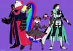 anthro clothed clothing dress female fully_clothed fur group looking_at_viewer male white_body white_fur louie_(pixiv) fate_(series) type-moon archer_nikola_tesla caster_helena_blavatsky caster_thomas_edison felid human lion mammal pantherine