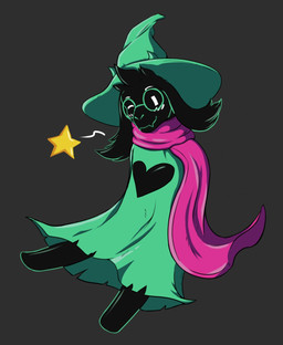 anthro blush clothed clothing floating fur grey_background heart_symbol horn looking_at_viewer magic_user one_eye_closed scarf simple_background solo star wink fluffboye deltarune undertale_(series) ralsei bovid caprine darkner goat mammal 2018 hi_res